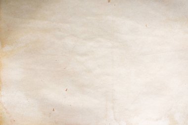 Aged paper sheet. Blank old background with dust and dirty stains. Vintage and antique art concept. Poster mockup. Detailed closeup studio shot. Front view. Toned