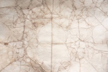 Aged paper sheet. Blank old background with dust and dirty stains. Vintage and antique art concept. Poster mockup. Detailed closeup studio shot. Front view. Toned
