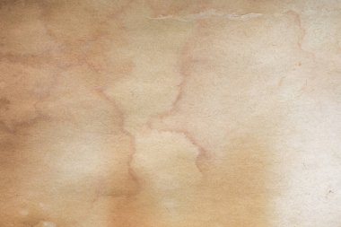 Aged paper sheet. Blank old background with dust and dirty stains. Vintage and antique art concept. Poster mockup. Detailed closeup studio shot. Front view. Toned