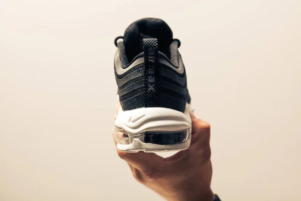 Nieuwe Mooie Kleurrijke Leuke Hardloopschoenen Sneakers Trainers Toont Logo Met — Stockfoto