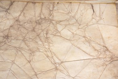 Aged paper sheet. Blank old background with dust and dirty stains. Vintage and antique art concept. Poster mockup. Detailed closeup studio shot. Front view. Toned