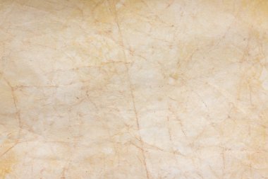 Aged paper sheet. Blank old background with dust and dirty stains. Vintage and antique art concept. Poster mockup. Detailed closeup studio shot. Front view. Toned