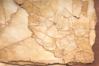 Aged paper sheet. Blank old background with dust and dirty stains. Vintage and antique art concept. Poster mockup. Detailed closeup studio shot. Front view. Toned