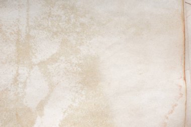 Aged paper sheet. Blank old background with dust and dirty stains. Vintage and antique art concept. Poster mockup. Detailed closeup studio shot. Front view. Toned