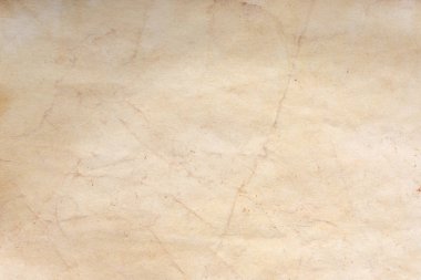Aged paper sheet. Blank old background with dust and dirty stains. Vintage and antique art concept. Poster mockup. Detailed closeup studio shot. Front view. Toned