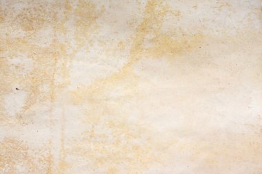 Aged paper sheet. Blank old background with dust and dirty stains. Vintage and antique art concept. Poster mockup. Detailed closeup studio shot. Front view. Toned