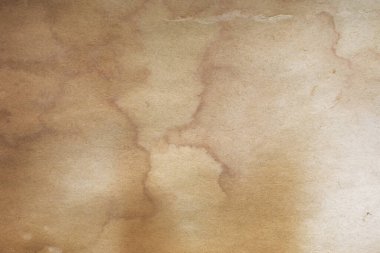 Aged paper sheet. Blank old background with dust and dirty stains. Vintage and antique art concept. Poster mockup. Detailed closeup studio shot. Front view. Toned