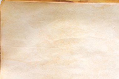 Aged paper sheet. Blank old background with dust and dirty stains. Vintage and antique art concept. Poster mockup. Detailed closeup studio shot. Front view. Toned