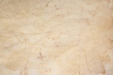 Aged paper sheet. Blank old background with dust and dirty stains. Vintage and antique art concept. Poster mockup. Detailed closeup studio shot. Front view. Toned