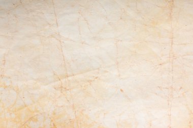 Aged paper sheet. Blank old background with dust and dirty stains. Vintage and antique art concept. Poster mockup. Detailed closeup studio shot. Front view. Toned