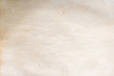 Aged paper sheet. Blank old background with dust and dirty stains. Vintage and antique art concept. Poster mockup. Detailed closeup studio shot. Front view. Toned