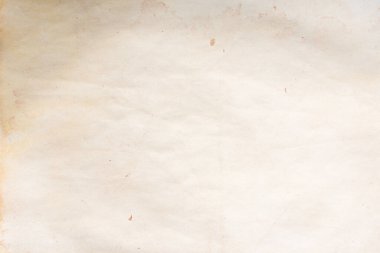 Aged paper sheet. Blank old background with dust and dirty stains. Vintage and antique art concept. Poster mockup. Detailed closeup studio shot. Front view. Toned