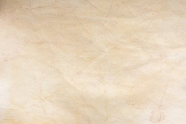 Aged paper sheet. Blank old background with dust and dirty stains. Vintage and antique art concept. Poster mockup. Detailed closeup studio shot. Front view. Toned