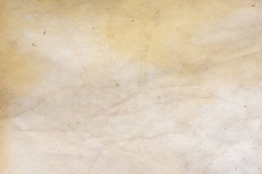 Aged paper sheet. Blank old background with dust and dirty stains. Vintage and antique art concept. Poster mockup. Detailed closeup studio shot. Front view. Toned