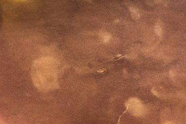 Aged paper sheet. Blank old background with dust and dirty stains. Vintage and antique art concept. Poster mockup. Detailed closeup studio shot. Front view. Toned