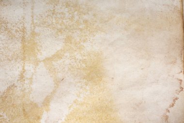 Aged paper sheet. Blank old background with dust and dirty stains. Vintage and antique art concept. Poster mockup. Detailed closeup studio shot. Front view. Toned