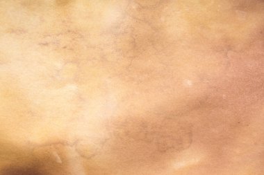 Aged paper sheet. Blank old background with dust and dirty stains. Vintage and antique art concept. Poster mockup. Detailed closeup studio shot. Front view. Toned