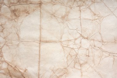 Aged paper sheet. Blank old background with dust and dirty stains. Vintage and antique art concept. Poster mockup. Detailed closeup studio shot. Front view. Toned