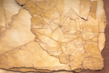 Aged paper sheet. Blank old background with dust and dirty stains. Vintage and antique art concept. Poster mockup. Detailed closeup studio shot. Front view. Toned