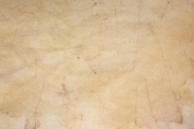 Aged paper sheet. Blank old background with dust and dirty stains. Vintage and antique art concept. Poster mockup. Detailed closeup studio shot. Front view. Toned