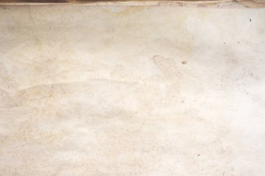 Aged paper sheet. Blank old background with dust and dirty stains. Vintage and antique art concept. Poster mockup. Detailed closeup studio shot. Front view. Toned
