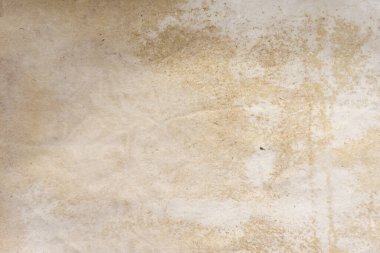 Aged paper sheet. Blank old background with dust and dirty stains. Vintage and antique art concept. Poster mockup. Detailed closeup studio shot. Front view. Toned