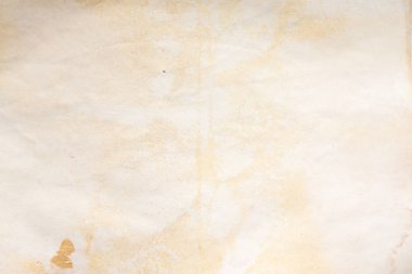 Aged paper sheet. Blank old background with dust and dirty stains. Vintage and antique art concept. Poster mockup. Detailed closeup studio shot. Front view. Toned