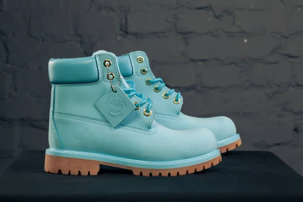 Nya Vackra Färgglada Och Trevliga Timberland Tracking Skor Sneakers Utbildare — Stockfoto