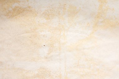 Aged paper sheet. Blank old background with dust and dirty stains. Vintage and antique art concept. Poster mockup. Detailed closeup studio shot. Front view. Toned