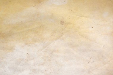 Aged paper sheet. Blank old background with dust and dirty stains. Vintage and antique art concept. Poster mockup. Detailed closeup studio shot. Front view. Toned