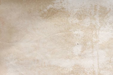 Aged paper sheet. Blank old background with dust and dirty stains. Vintage and antique art concept. Poster mockup. Detailed closeup studio shot. Front view. Toned