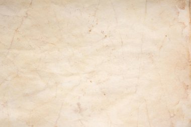 Aged paper sheet. Blank old background with dust and dirty stains. Vintage and antique art concept. Poster mockup. Detailed closeup studio shot. Front view. Toned