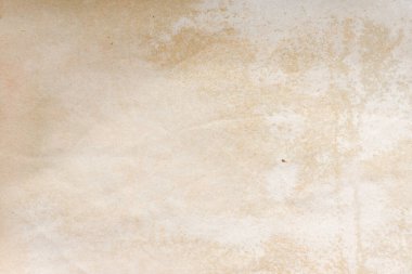 Aged paper sheet. Blank old background with dust and dirty stains. Vintage and antique art concept. Poster mockup. Detailed closeup studio shot. Front view. Toned