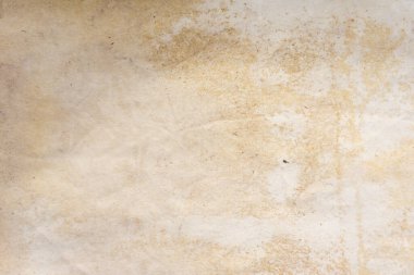 Aged paper sheet. Blank old background with dust and dirty stains. Vintage and antique art concept. Poster mockup. Detailed closeup studio shot. Front view. Toned