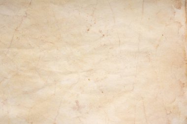 Aged paper sheet. Blank old background with dust and dirty stains. Vintage and antique art concept. Poster mockup. Detailed closeup studio shot. Front view. Toned