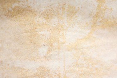Aged paper sheet. Blank old background with dust and dirty stains. Vintage and antique art concept. Poster mockup. Detailed closeup studio shot. Front view. Toned