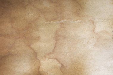 Aged paper sheet. Blank old background with dust and dirty stains. Vintage and antique art concept. Poster mockup. Detailed closeup studio shot. Front view. Toned