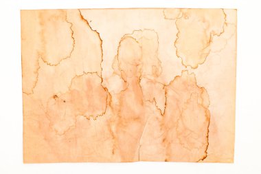 Boş eski kağıt çarşaf. Eski toprak ve kirli lekelerle dolu bir arka plan. Eski ve antika sanat konsepti. Karton, taş, beton ya da doğal mermer gibi bir doku. Poster modeli. 