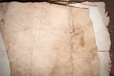 Eski kağıt çarşaf. Toz ve kirli lekelerle dolu boş bir arka plan. Eski ve antika sanat konsepti. Ayrıntılı yakın çekim stüdyo çekimi. Ön manzara. Ayarlanmış