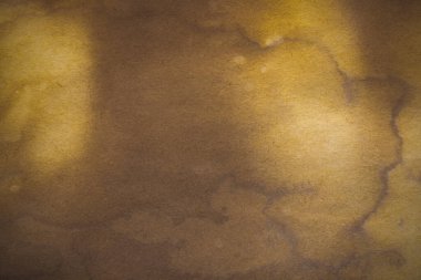 Aged paper sheet. Blank old background with dust and dirty stains. Vintage and antique art concept. Poster mockup. Detailed closeup studio shot. Front view. Toned