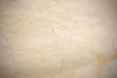Aged paper sheet. Blank old background with dust and dirty stains. Vintage and antique art concept. Poster mockup. Detailed closeup studio shot. Front view. Toned