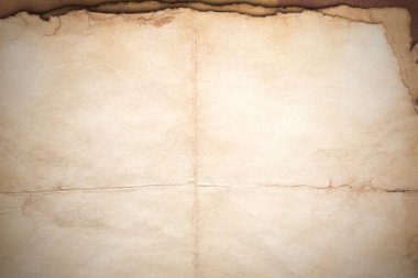 Aged paper sheet. Blank old background with dust and dirty stains. Vintage and antique art concept. Poster mockup. Detailed closeup studio shot. Front view. Toned