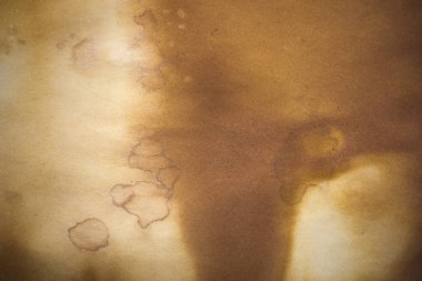 Aged paper sheet. Blank old background with dust and dirty stains. Vintage and antique art concept. Poster mockup. Detailed closeup studio shot. Front view. Toned