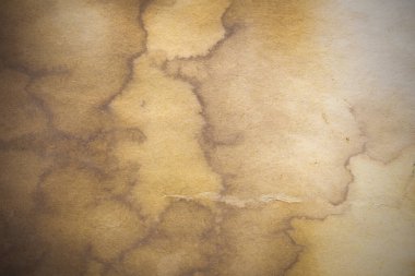 Aged paper sheet. Blank old background with dust and dirty stains. Vintage and antique art concept. Poster mockup. Detailed closeup studio shot. Front view. Toned