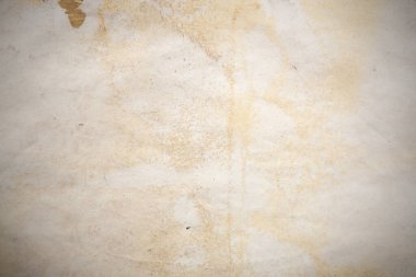 Aged paper sheet. Blank old background with dust and dirty stains. Vintage and antique art concept. Poster mockup. Detailed closeup studio shot. Front view. Toned