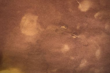 Aged paper sheet. Blank old background with dust and dirty stains. Vintage and antique art concept. Poster mockup. Detailed closeup studio shot. Front view. Toned