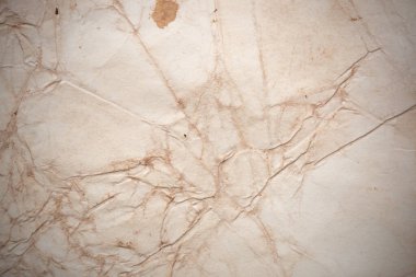 Aged paper sheet. Blank old background with dust and dirty stains. Vintage and antique art concept. Poster mockup. Detailed closeup studio shot. Front view. Toned