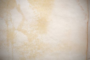 Aged paper sheet. Blank old background with dust and dirty stains. Vintage and antique art concept. Poster mockup. Detailed closeup studio shot. Front view. Toned