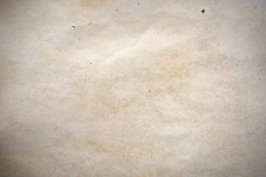 Aged paper sheet. Blank old background with dust and dirty stains. Vintage and antique art concept. Poster mockup. Detailed closeup studio shot. Front view. Toned