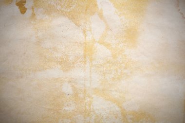 Aged paper sheet. Blank old background with dust and dirty stains. Vintage and antique art concept. Poster mockup. Detailed closeup studio shot. Front view. Toned